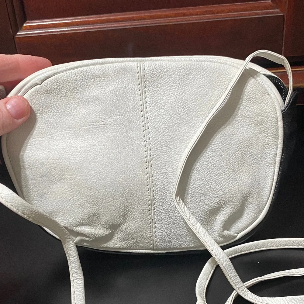 Vintage Black and White Women's leather Crossbody Bag
